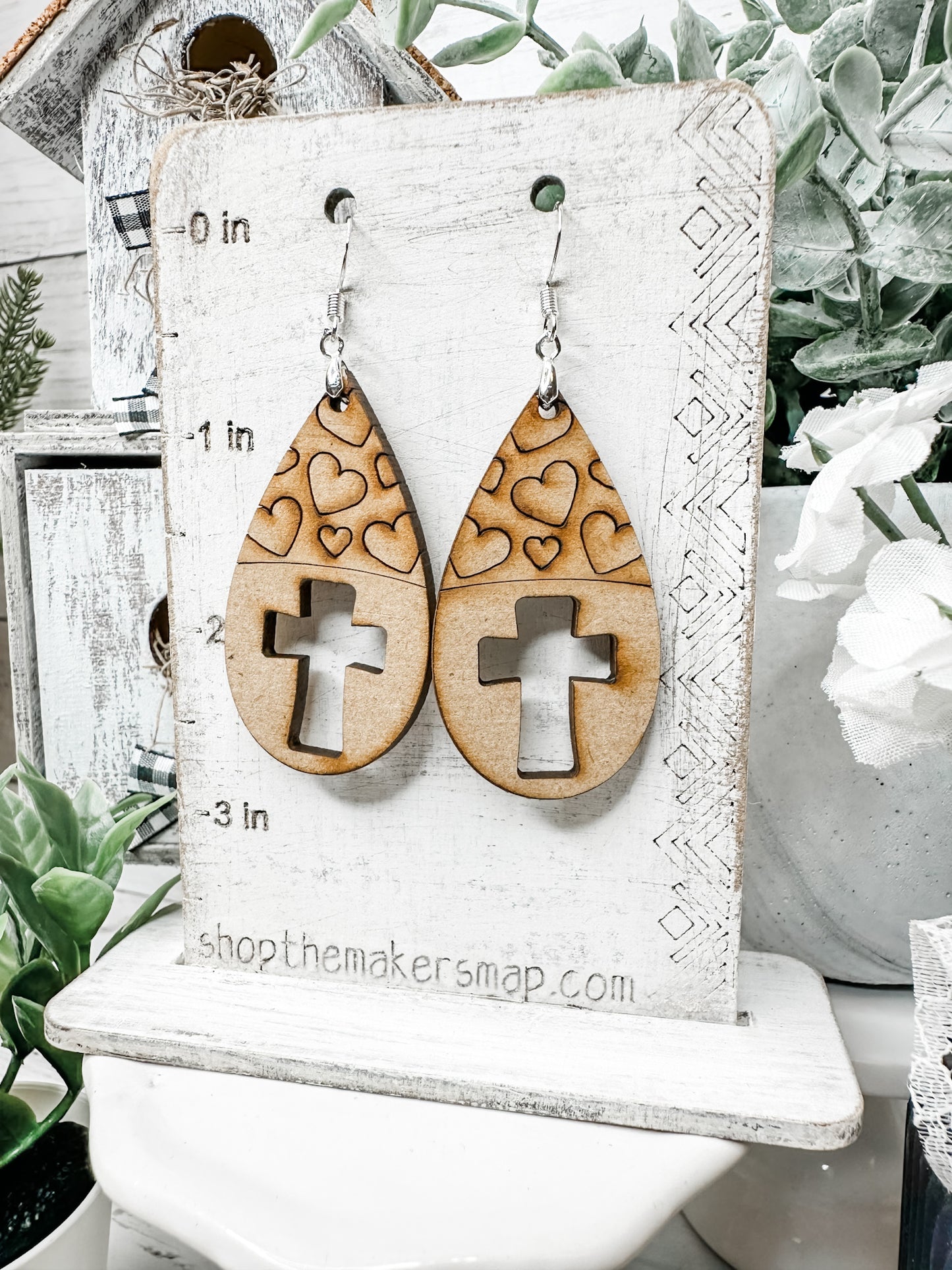 Hearts and Cross Blank DIY Earrings Kit