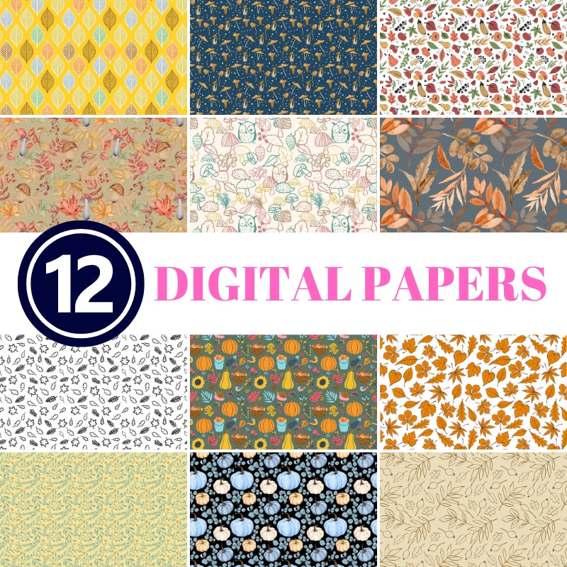 12 Digital Fall Scrapbook Paper Patterns – The Makers Map - DIY with Amber