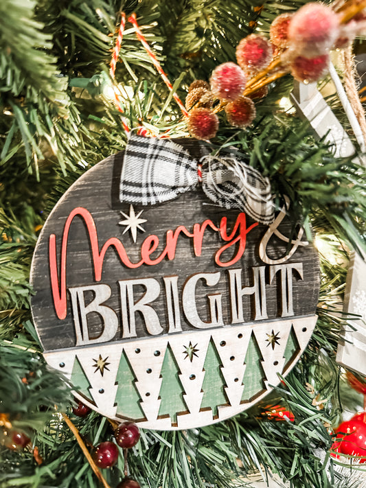 5 in Merry Bright Round Sign DIY Kit