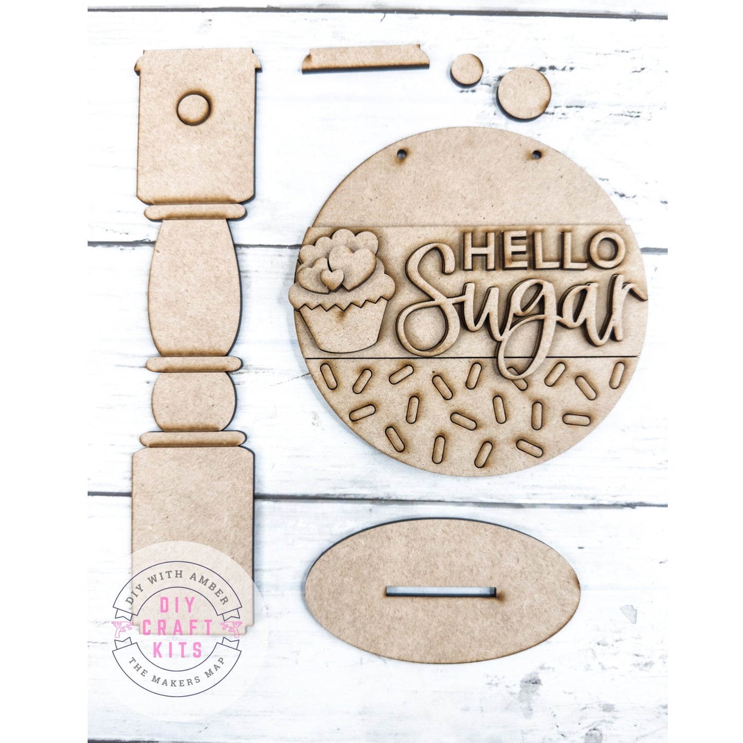 5 in Round Hello Sugar sign and Stand DIY Kit