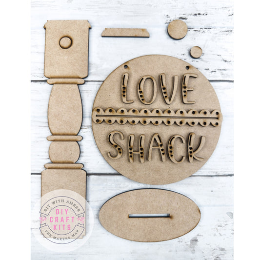 5 in Round Love Shack sign and Stand DIY Kit
