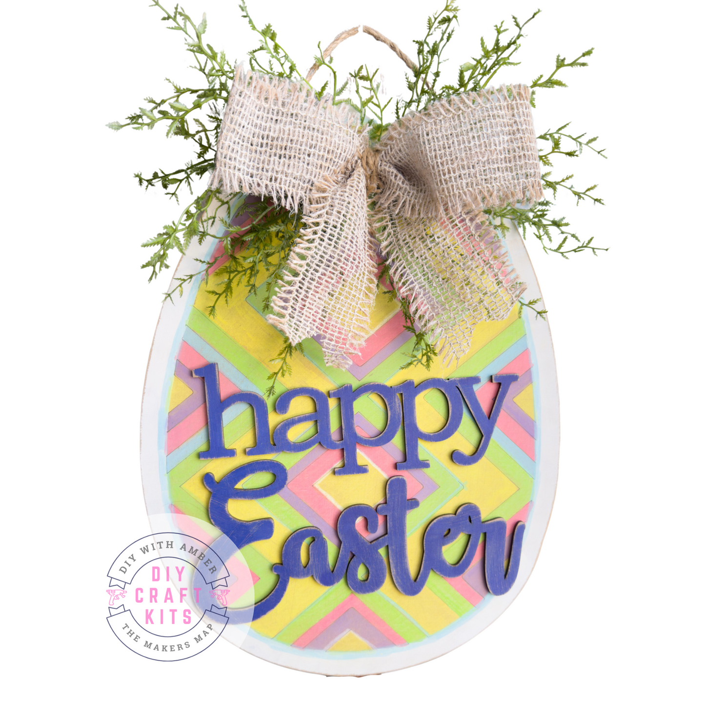 15 in Happy Easter Egg Door Hanger Sign DIY Kit