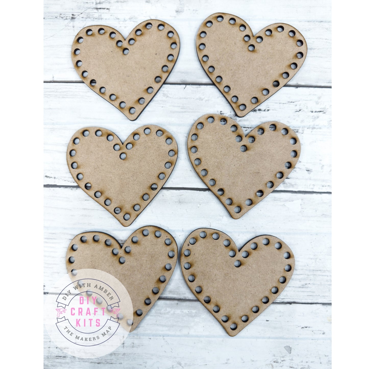 6 Lacing Cross Stitch Hearts Cut Outs DIY Kit