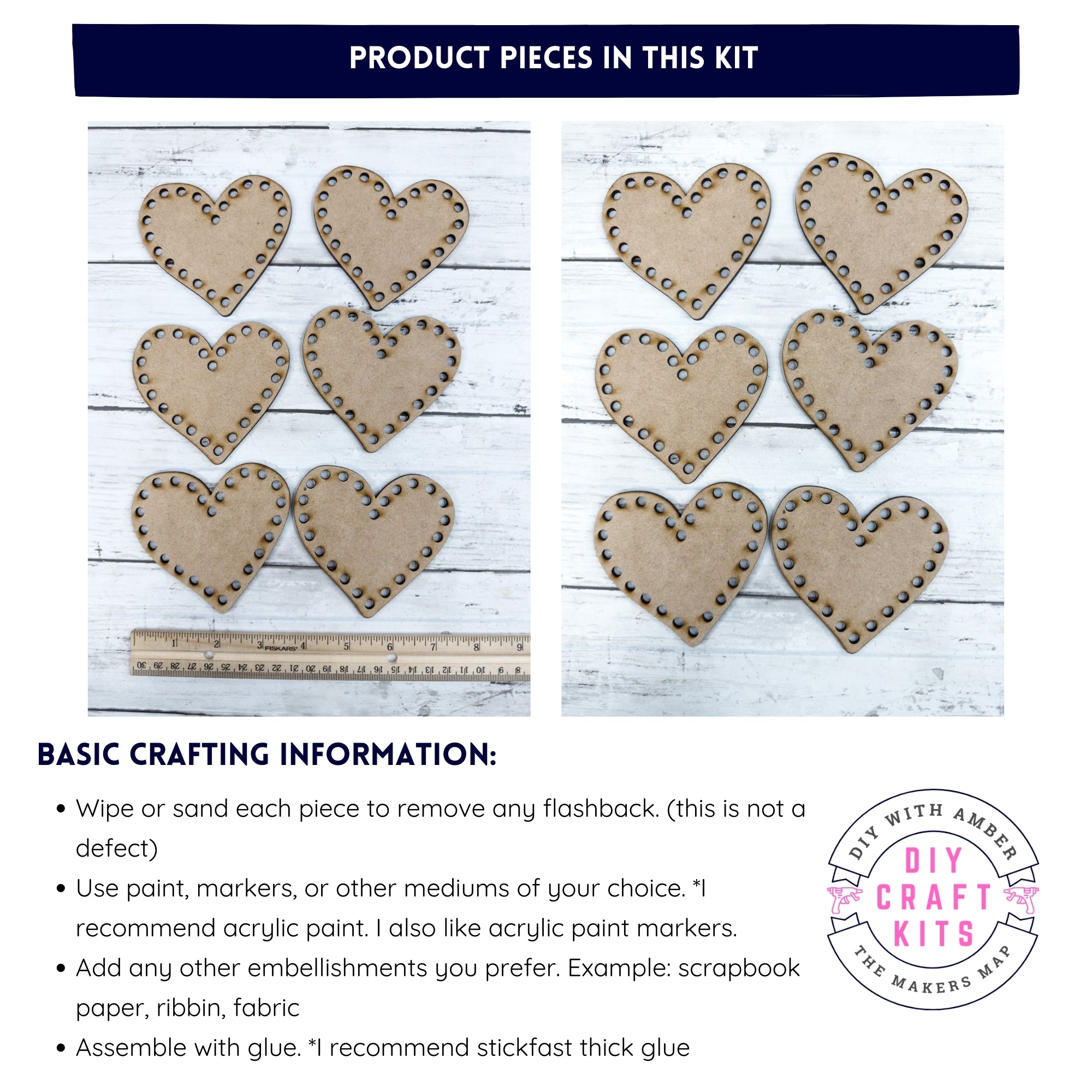 6 Lacing Cross Stitch Hearts Cut Outs DIY Kit – The Makers Map - DIY ...