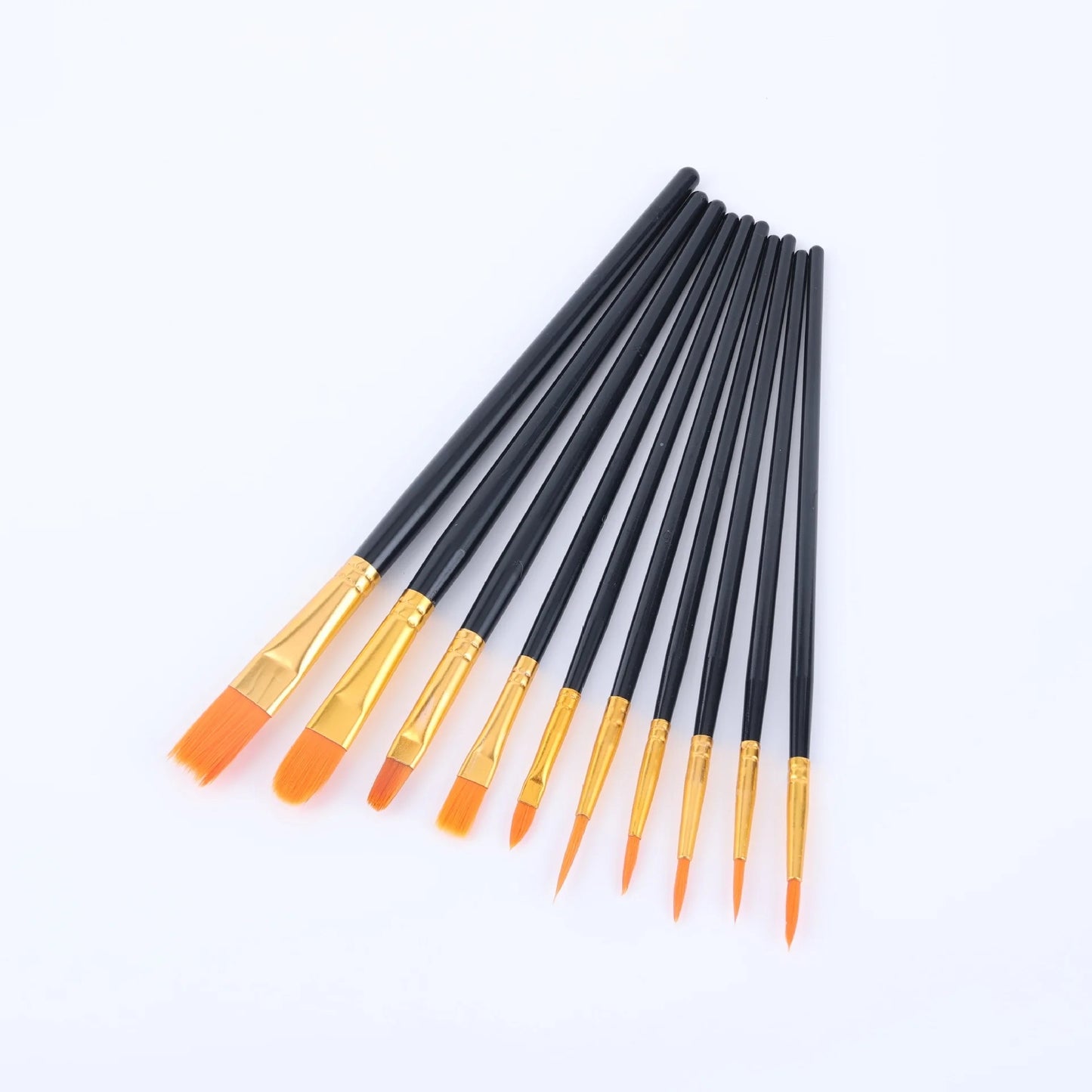 Black Pack of 10 Paint Brushes