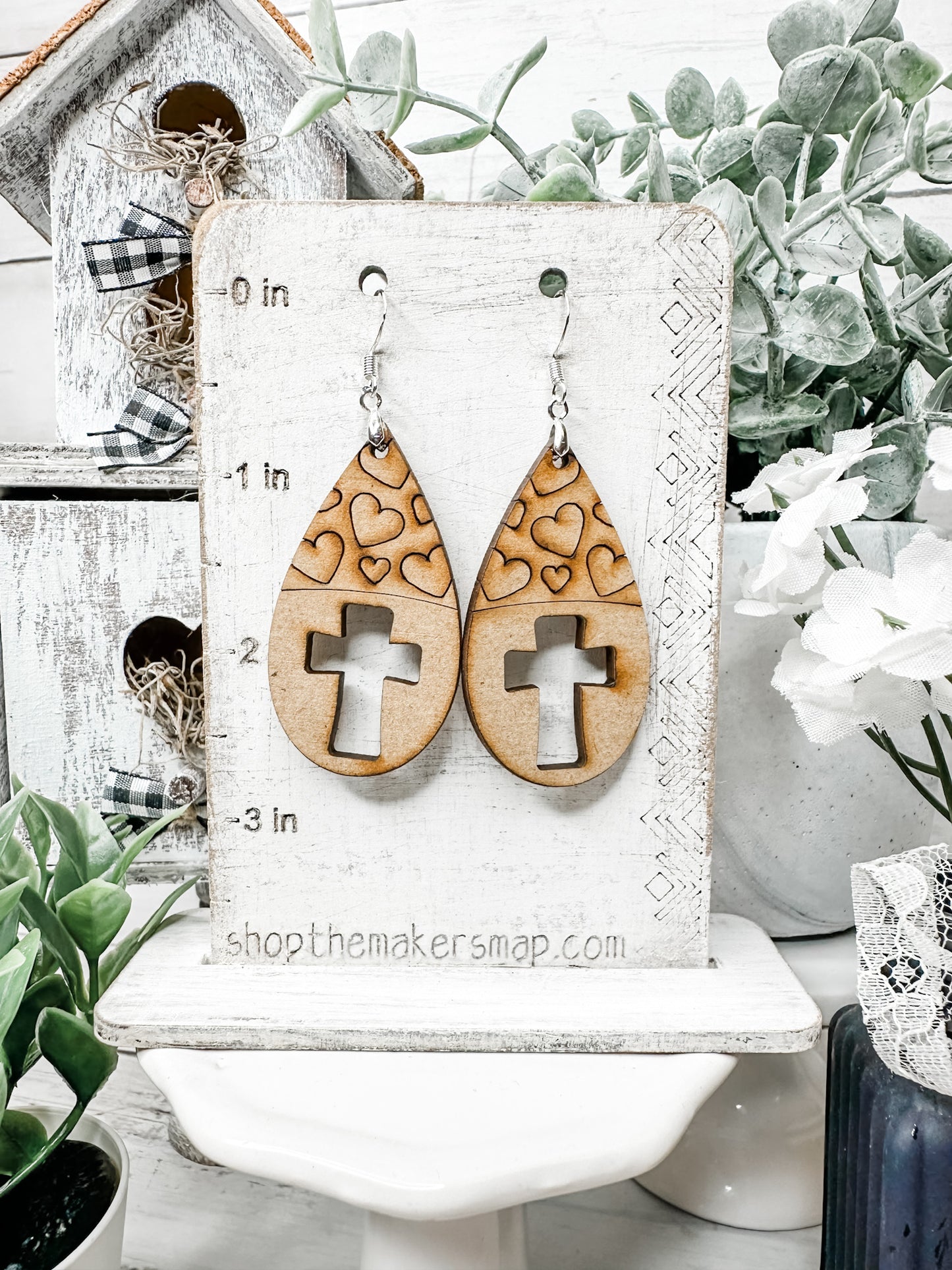 Hearts and Cross Blank DIY Earrings Kit