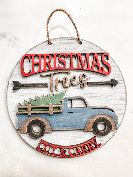 5 in Christmas Truck Round Sign DIY Kit