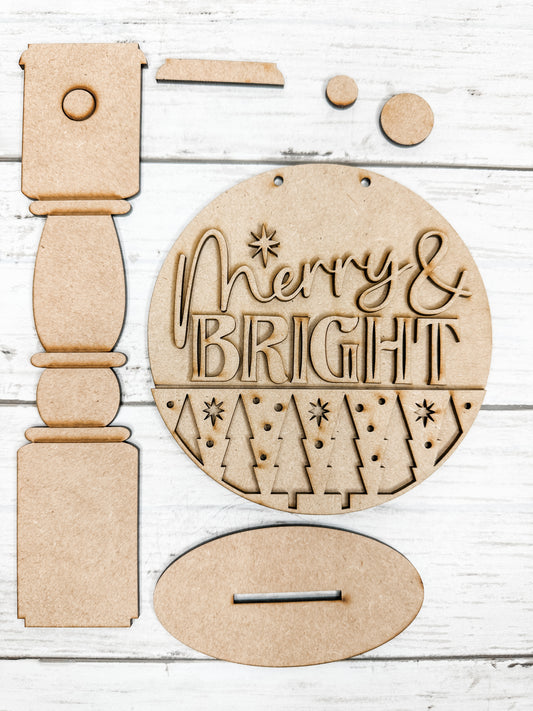 5 in Merry Bright Sign with Stand DIY Kit