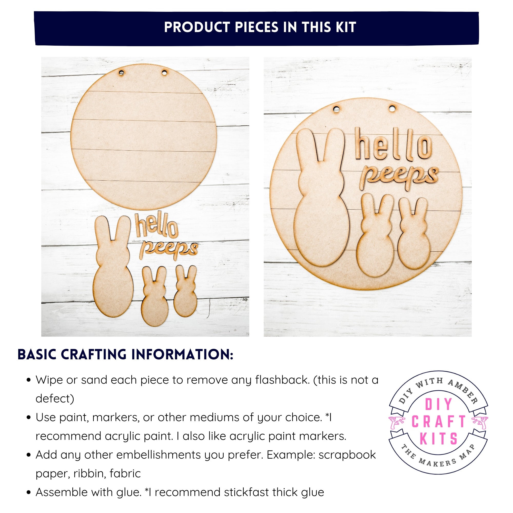 9 in round Easter Hello Peeps Sign DIY Kit – The Makers Map - DIY with ...
