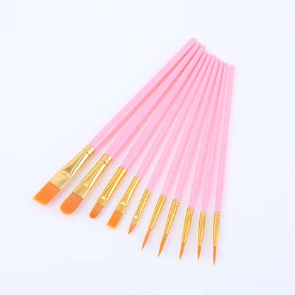 Pink Pack of 10 Paint Brushes