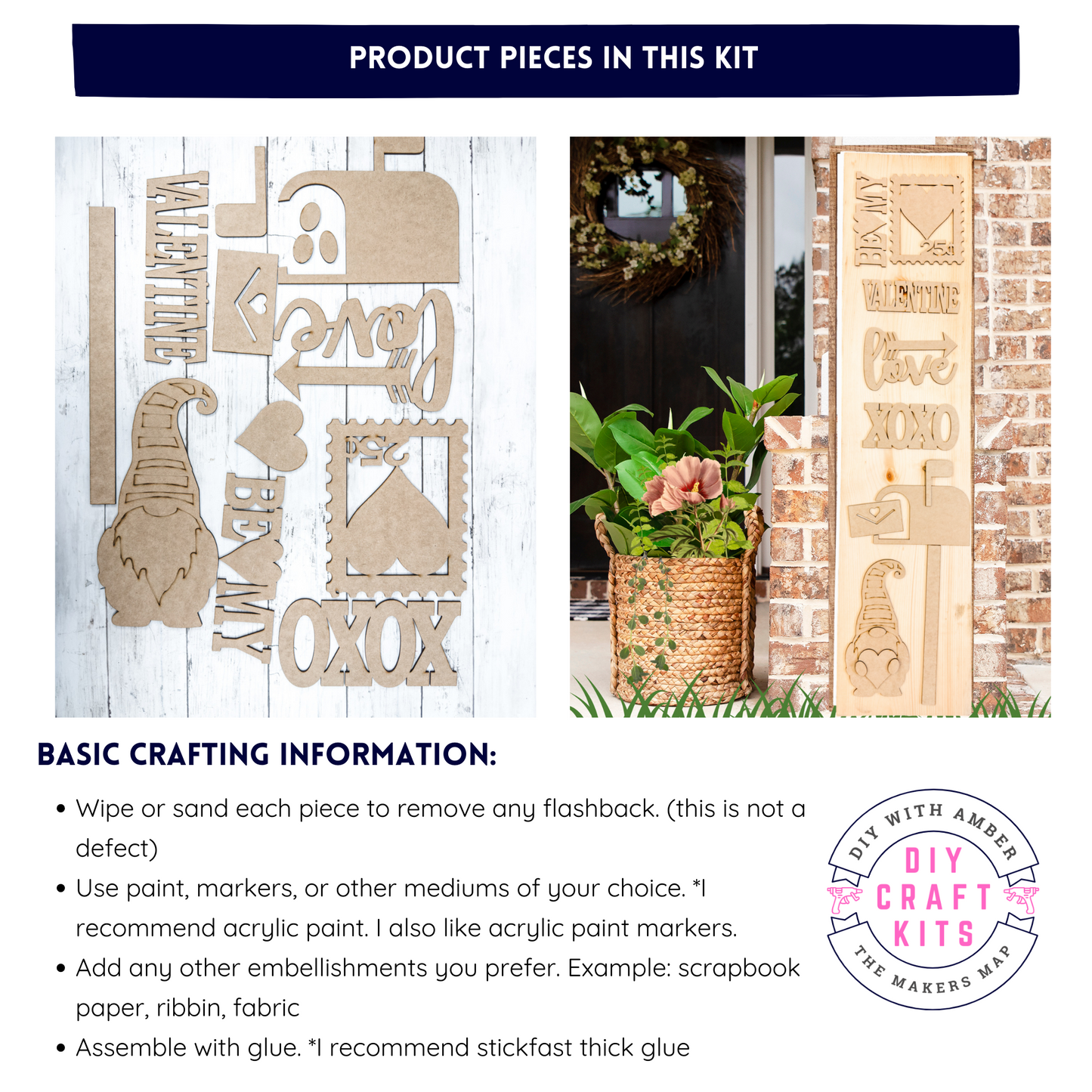 Be My Valentine Porch Sign Add on Pieces DIY Kit