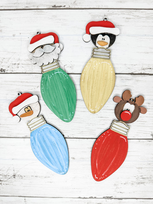 Set of 4 Christmas Friends Light Bulb Ornament DIY Kit