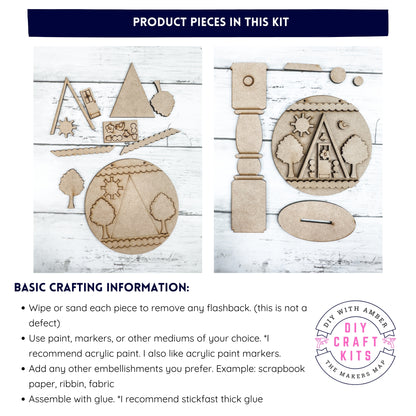 Cute Cabin 5 in round sign and Stand DIY Kit