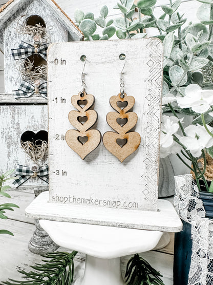 Stacked heart Blank DIY Earrings Kit