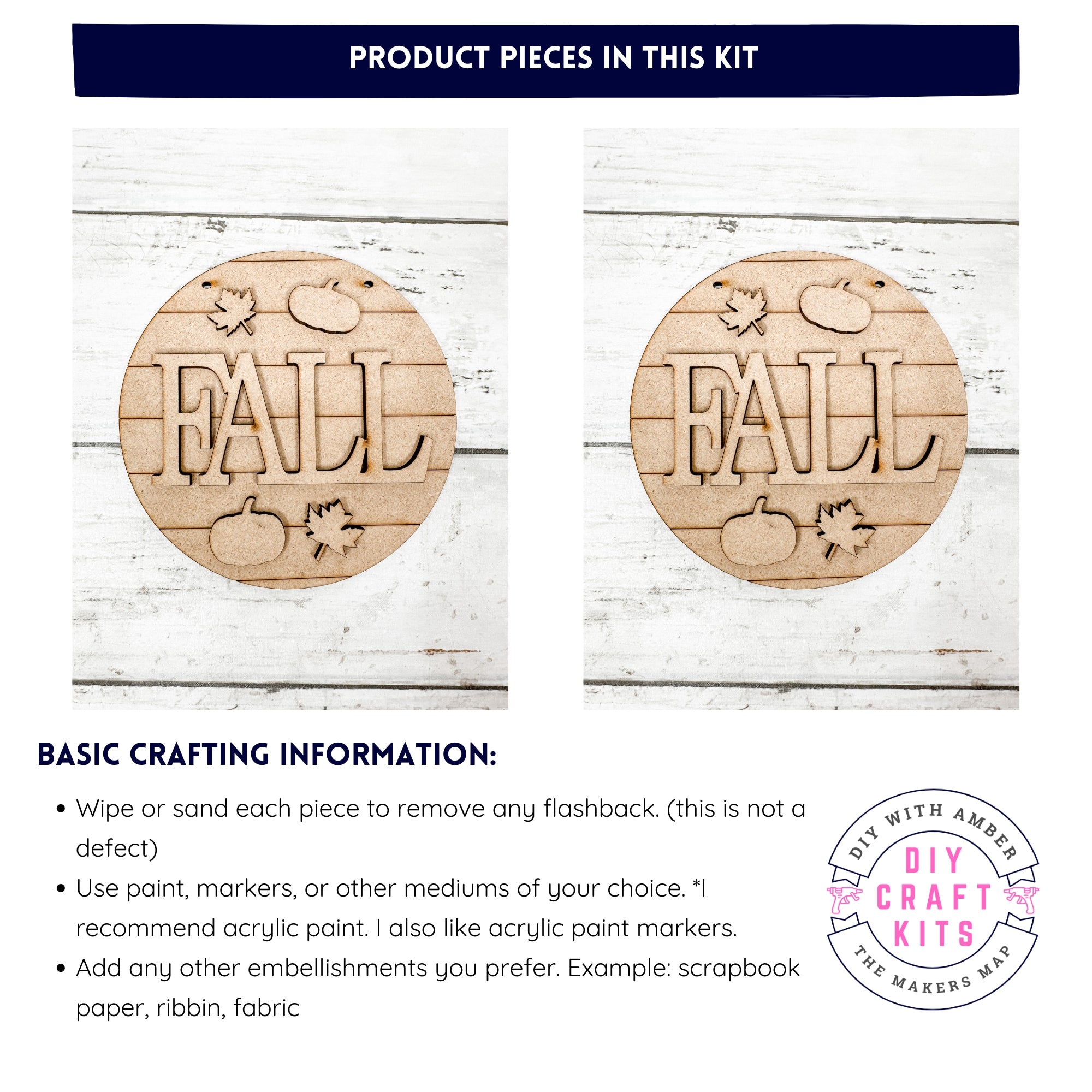 Fall Kit Sign Fall 5 in round Sign DIY Kit – The Makers Map - DIY with Amber