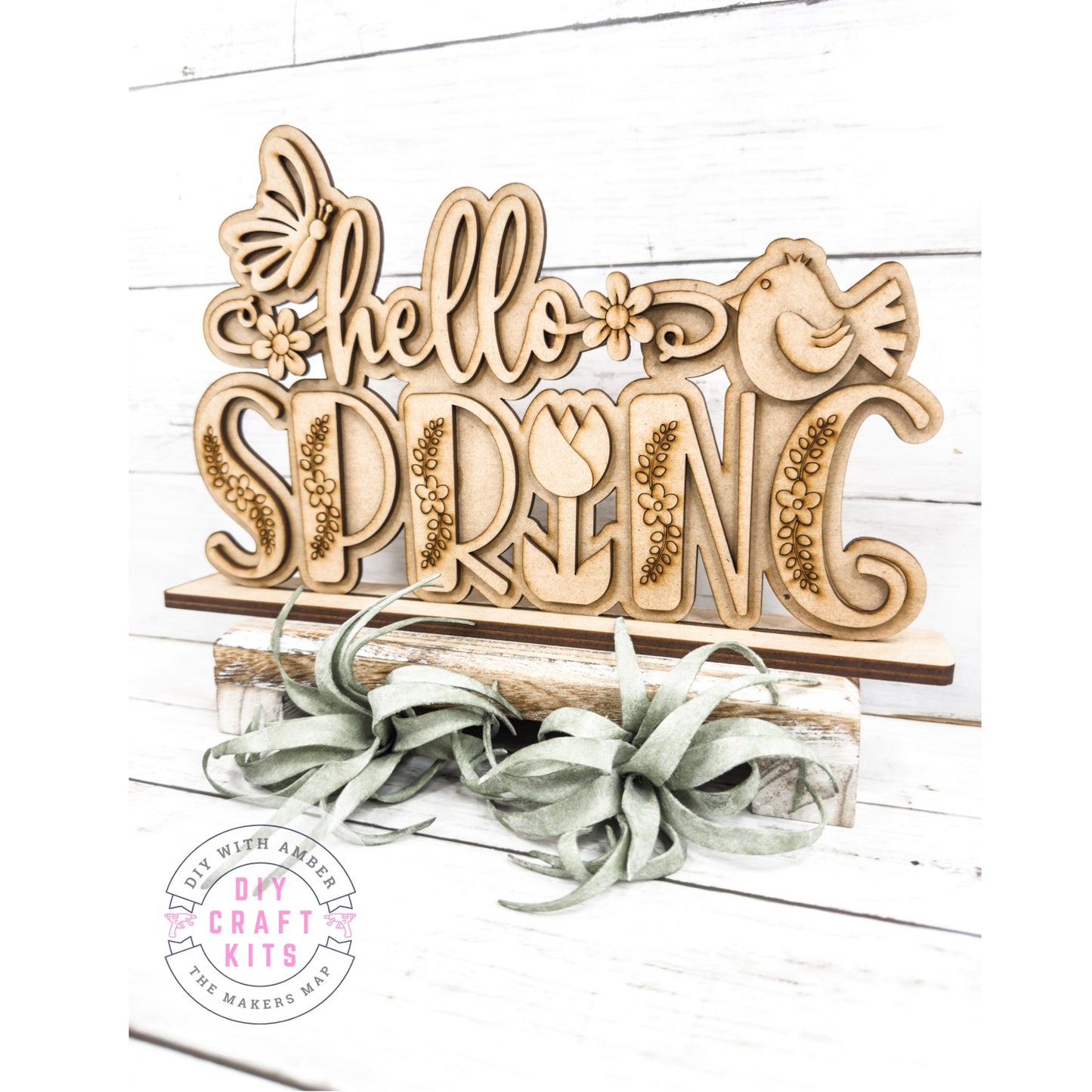 Hello Spring Shelf Sitter Sign DIY Kit