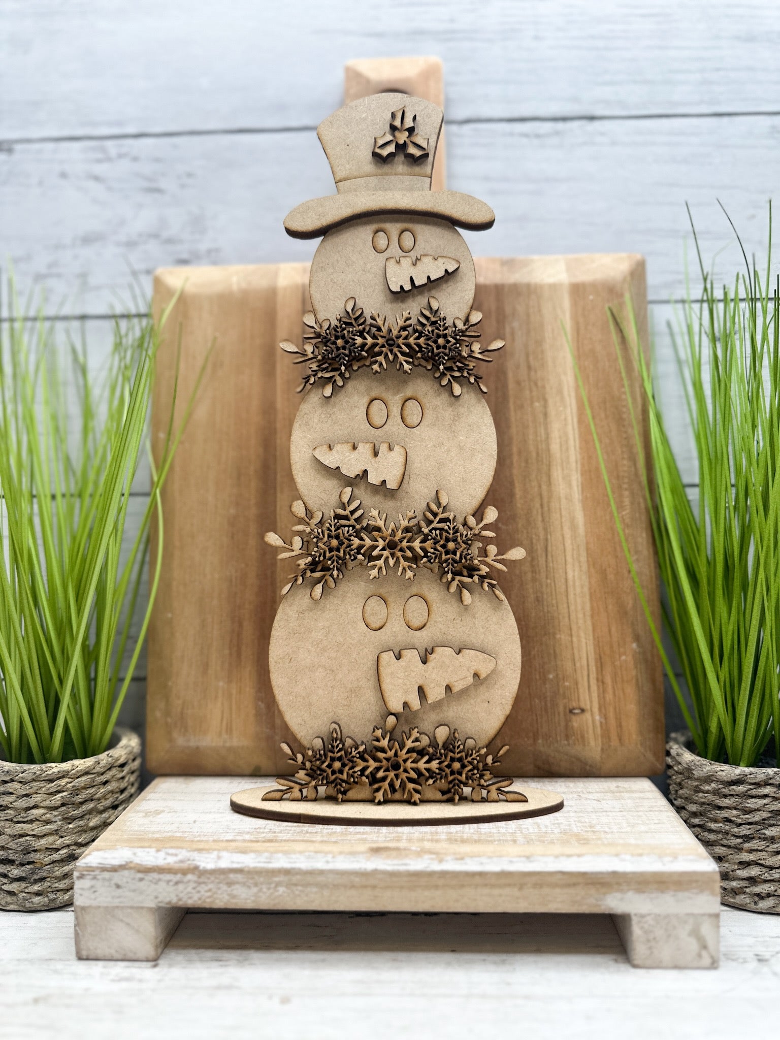 Stacked Flourish Snowmen DIY Kit | Winter Wood Craft Kit – The