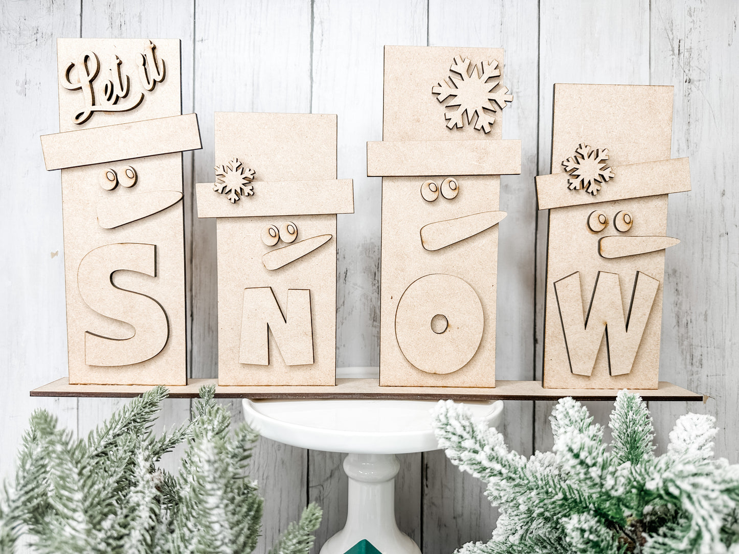 Wide Let it snow Snowman Block Sign DIY Kit