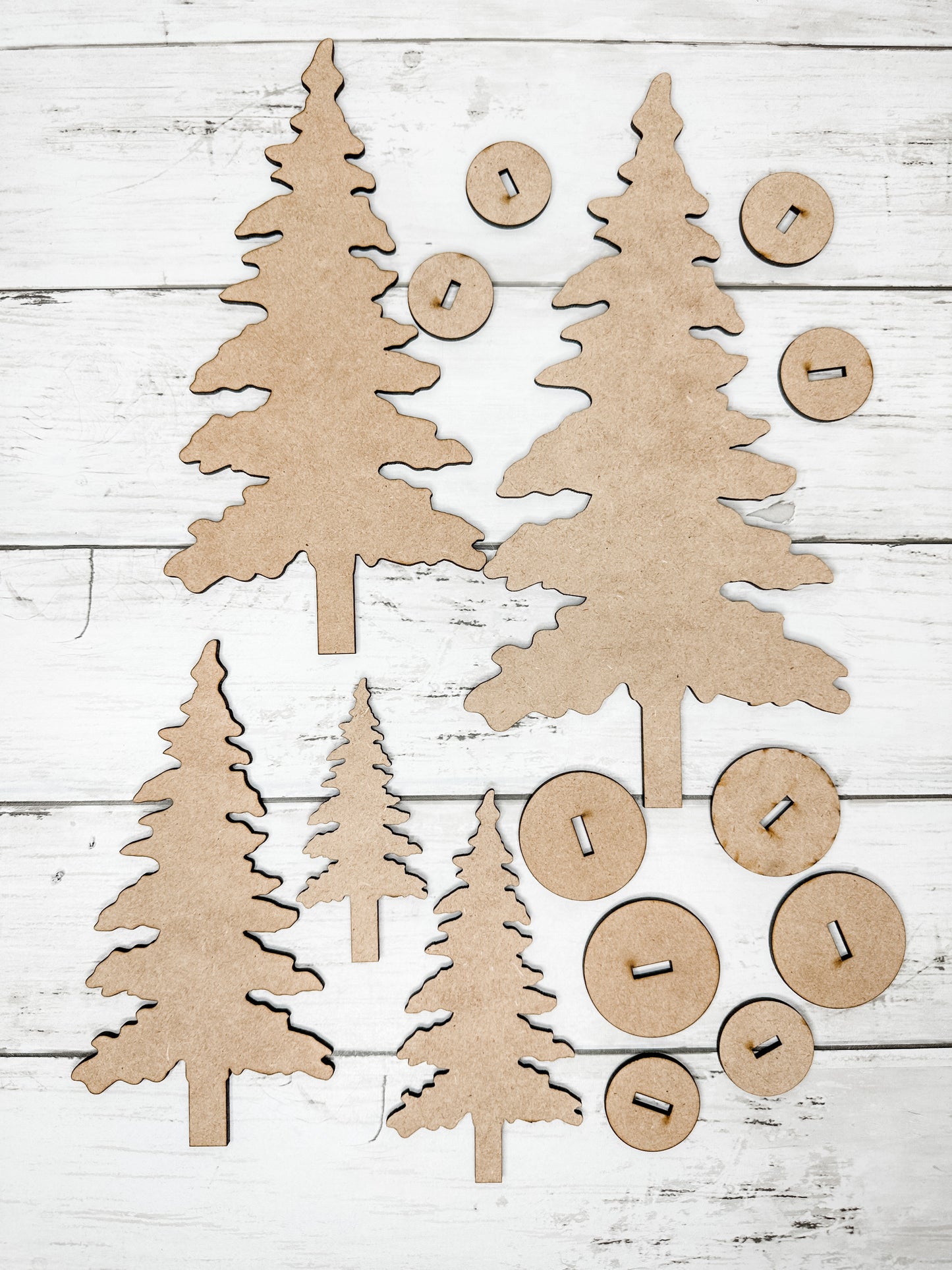 Winter Pine Trees with stands DIY Kit