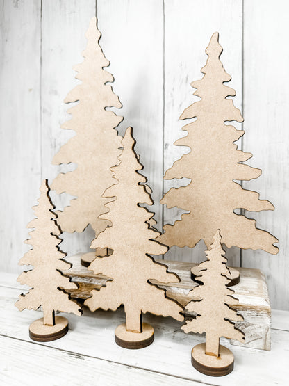 Winter Pine Trees with stands DIY Kit