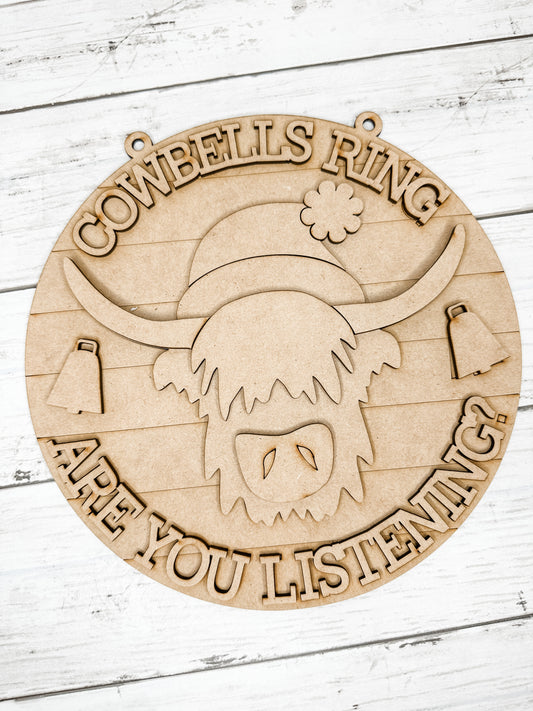 9 in round Cowbells Ring Christmas Sign DIY Kit