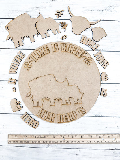 9 in round Where Herd Is Sign DIY Kit