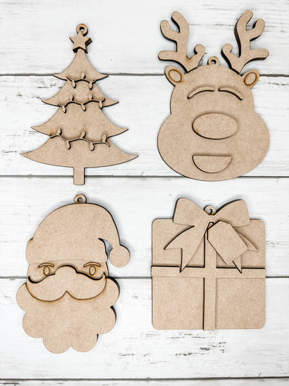 Set of 4 Christmas Variety Ornaments DIY Kit