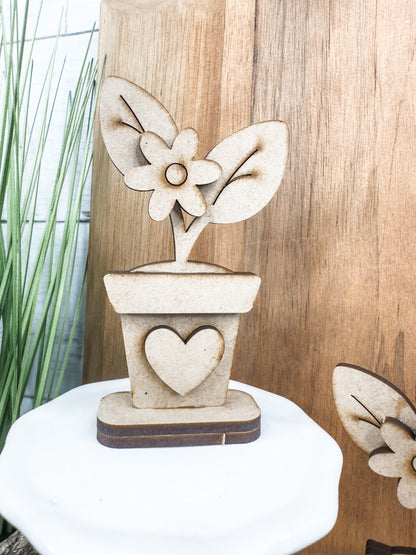 Mini flowers in heart pots DIY Kit