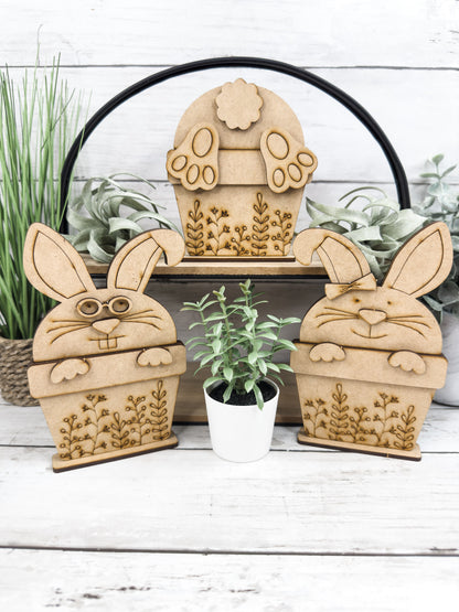 3 bunnies in flower pots DIY Kit