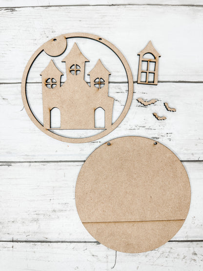 Old Haunted House 5 in round Sign DIY Kit
