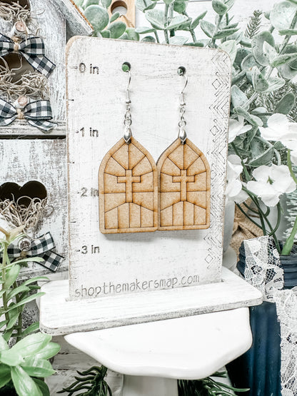 Stained Glass Window with Cross Blank DIY Earrings Kit