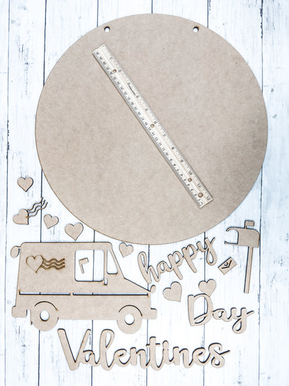15 in Round Happy Valentine's MAIL Door Hanger Sign DIY Kit