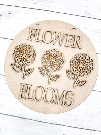 9 in round Flower Blooms Sign DIY Kit