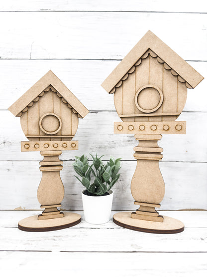 Pair Spindle Base Birdhouses DIY Kit