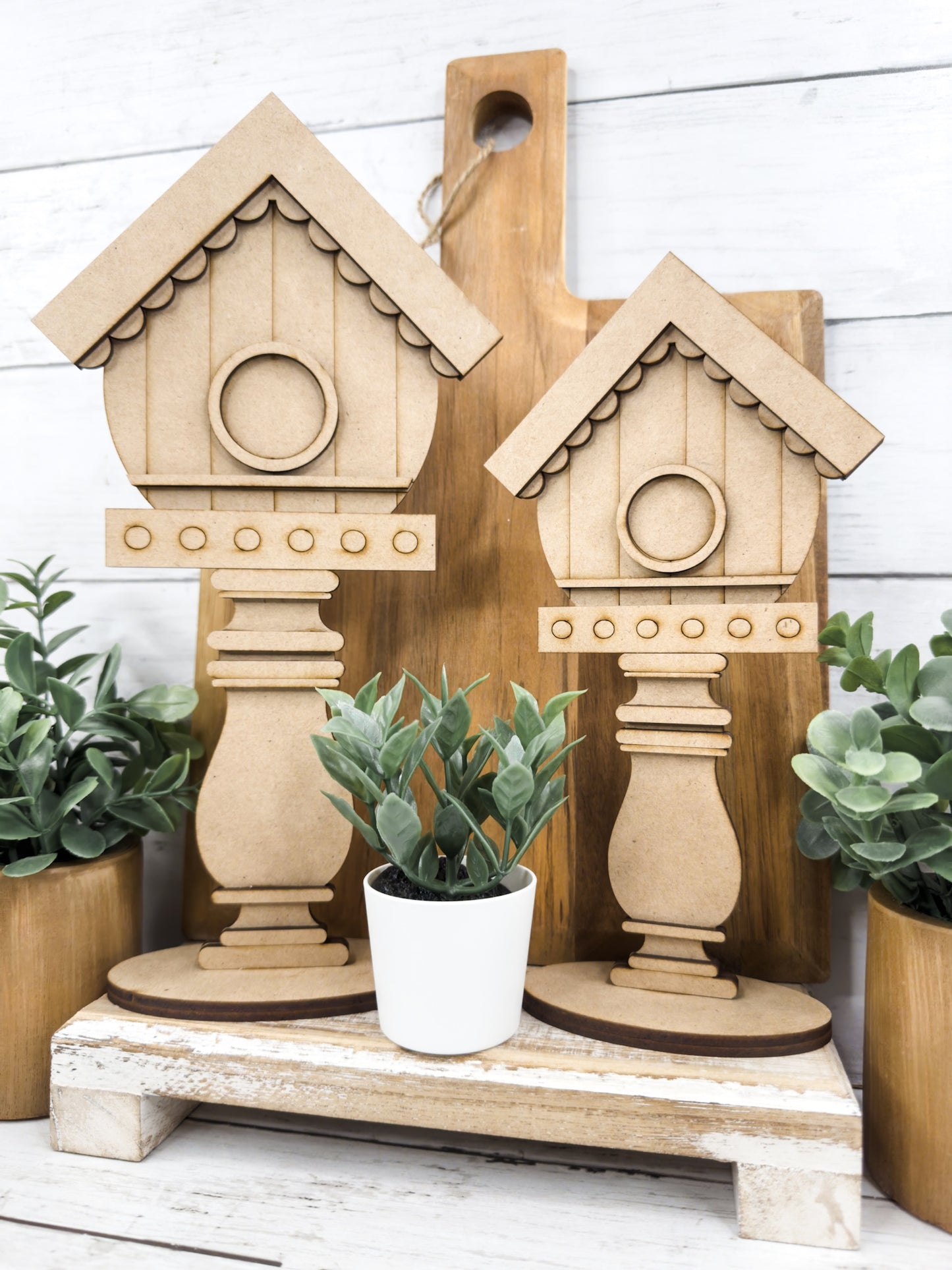 Pair Spindle Base Birdhouses DIY Kit