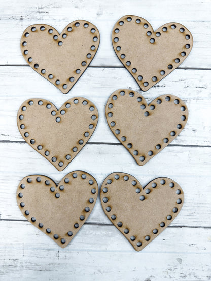 6 Lacing Cross Stitch Hearts Cut Outs DIY Kit