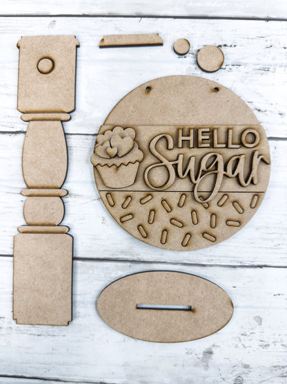 5 in Round Hello Sugar sign and Stand DIY Kit