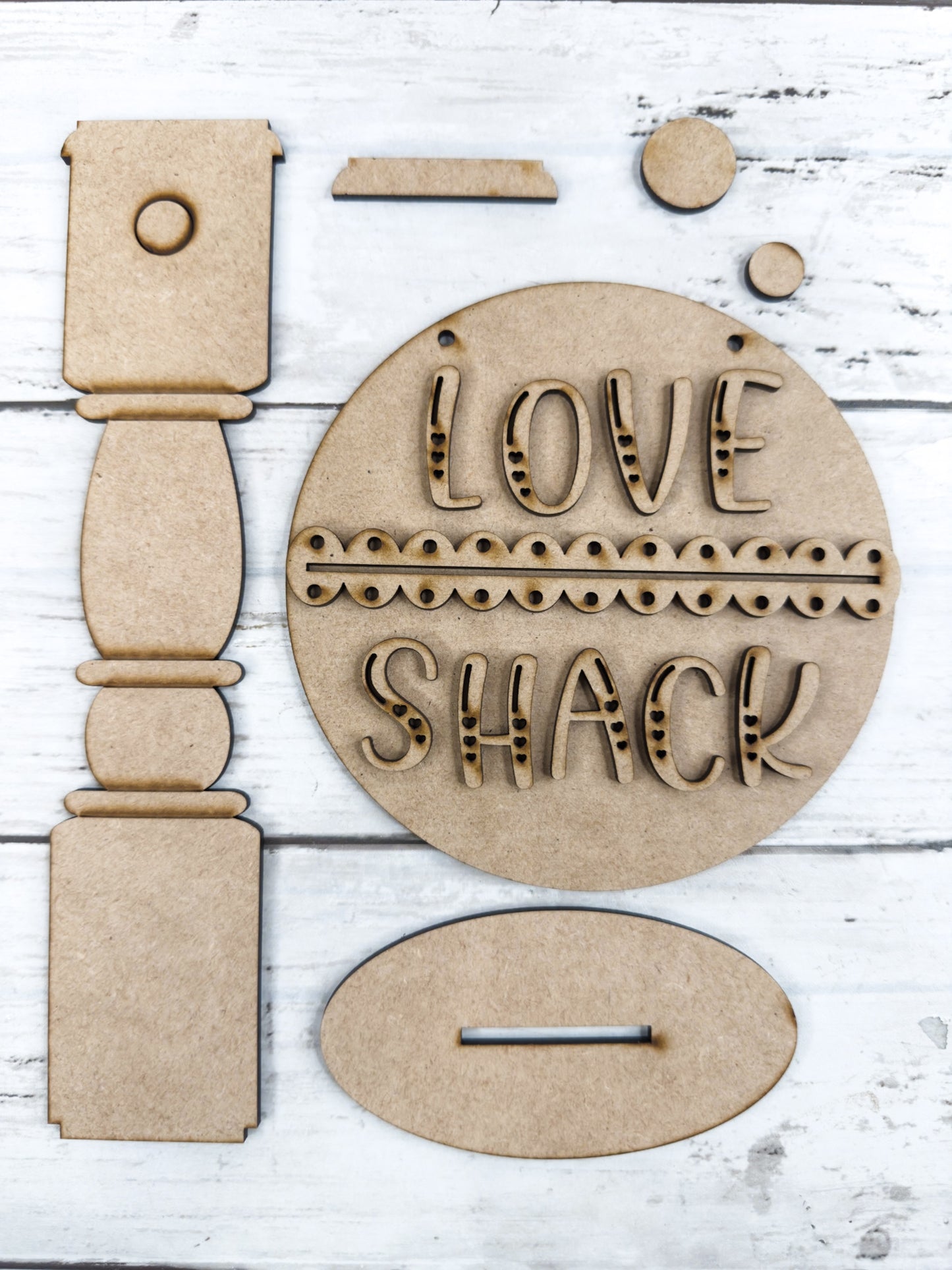 5 in Round Love Shack sign and Stand DIY Kit