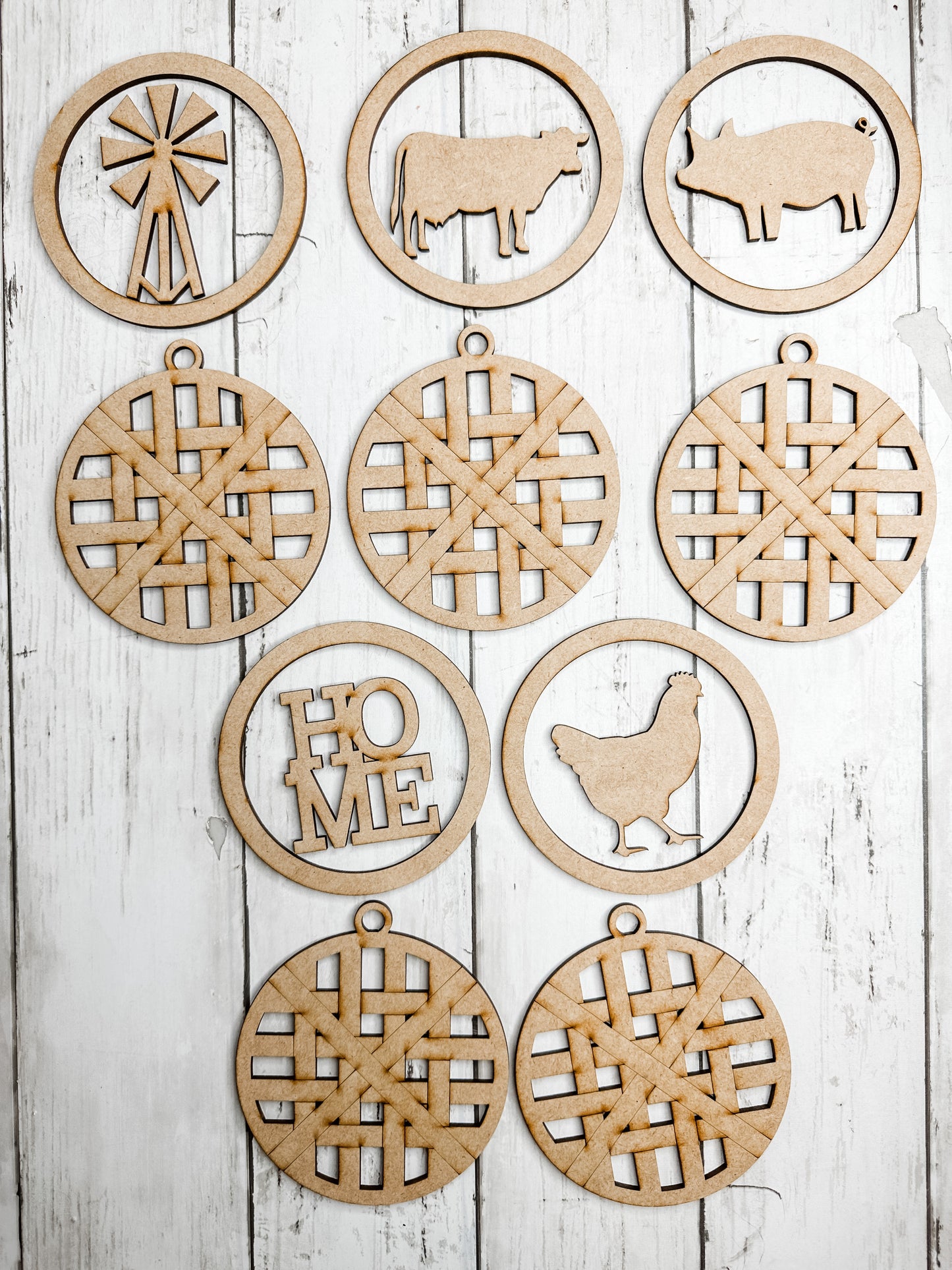 Set of 5 Farmhouse Basket Ornaments DIY Kit