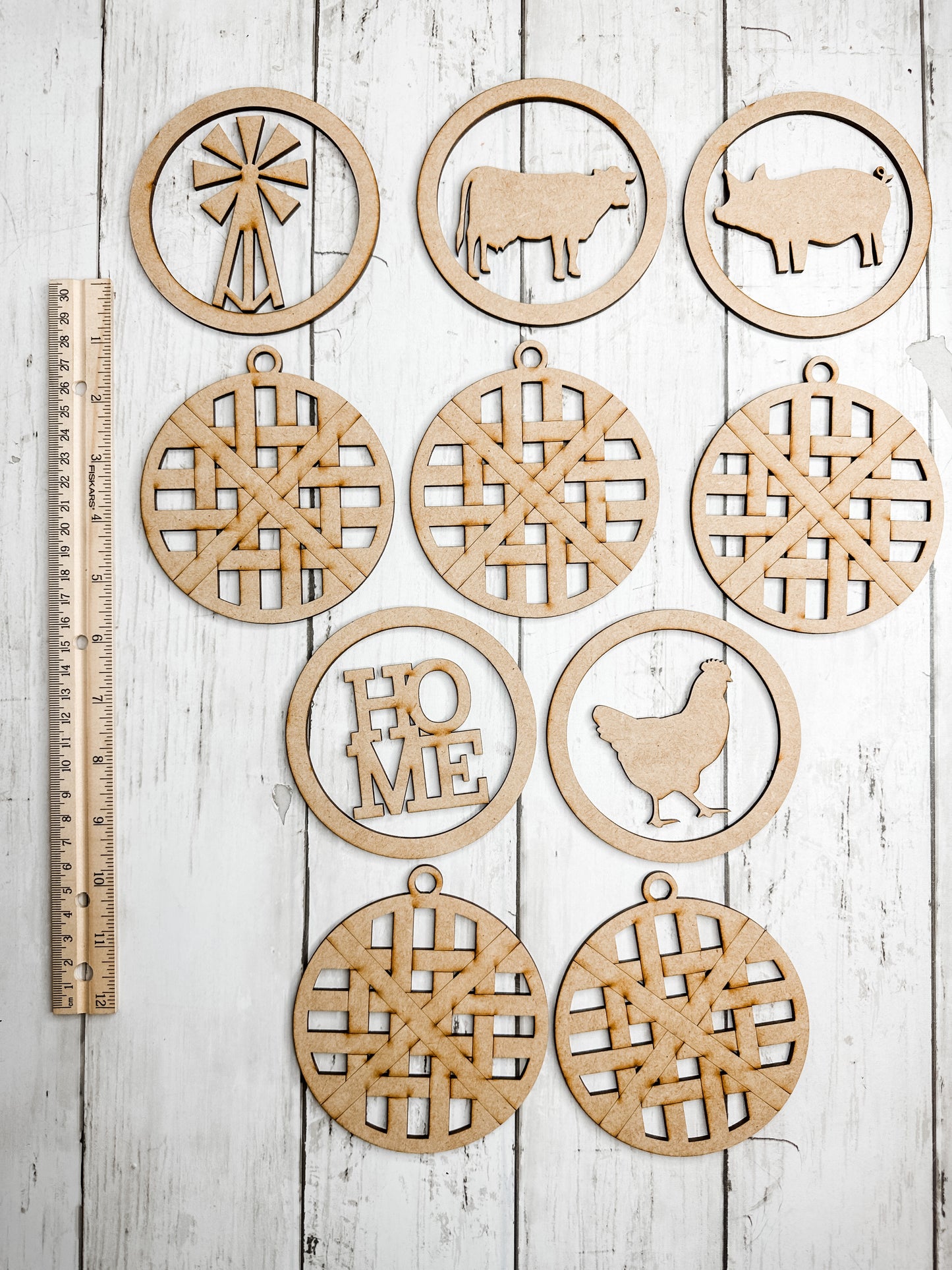 Set of 5 Farmhouse Basket Ornaments DIY Kit