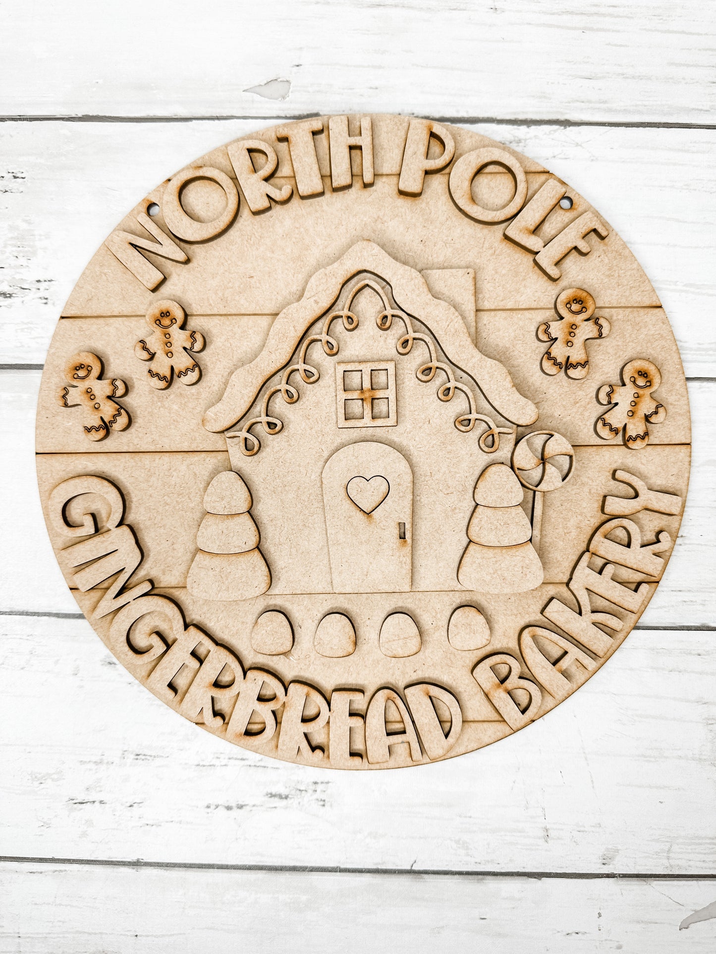 9 in round North Pole Gingerbread Bakery Sign DIY Kit