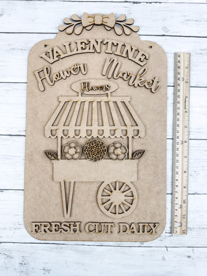 15 in Valentine's Flower Market TAG Door Hanger Sign DIY Kit