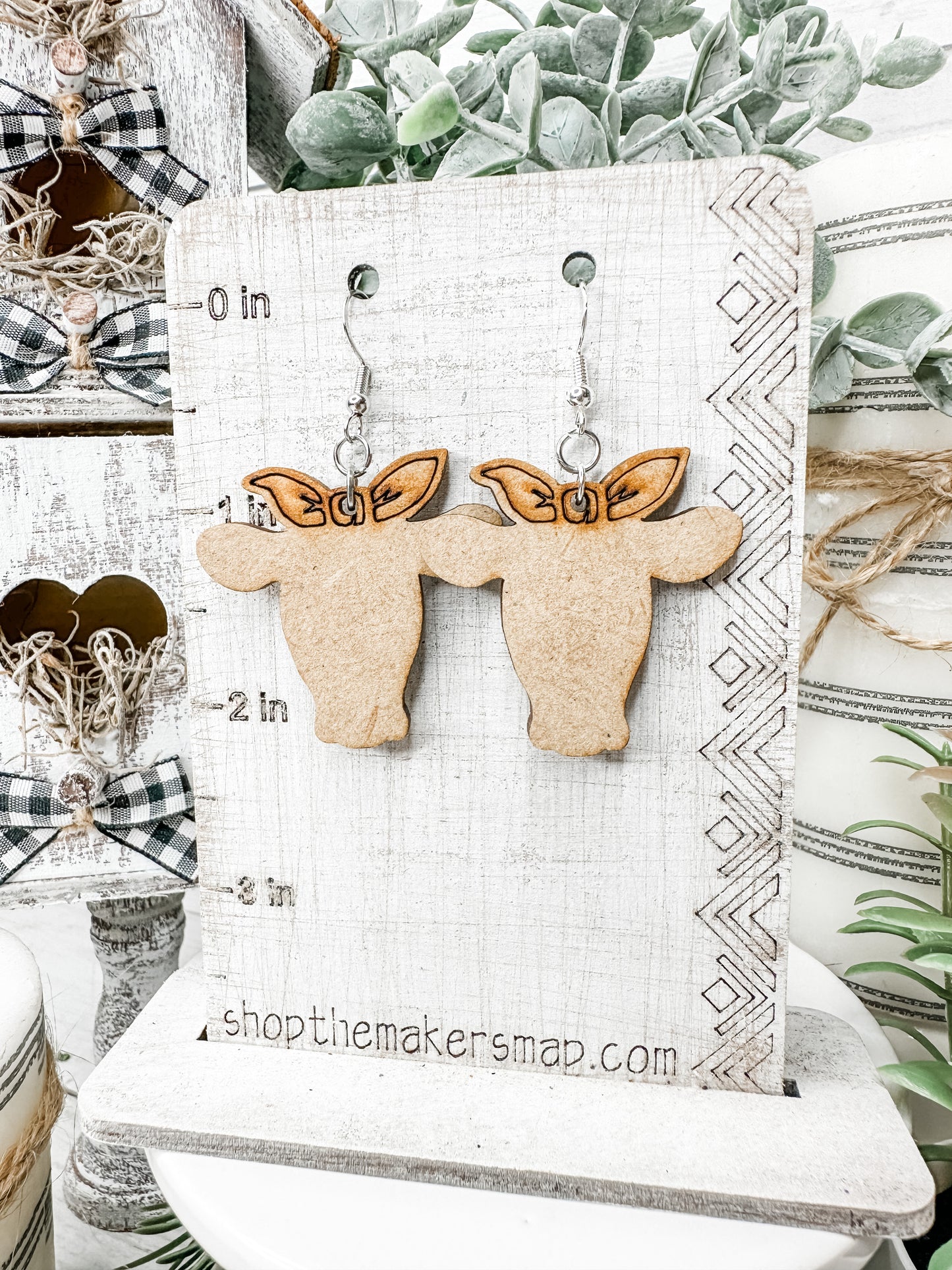 Cow with bow Blank DIY Earrings Kit
