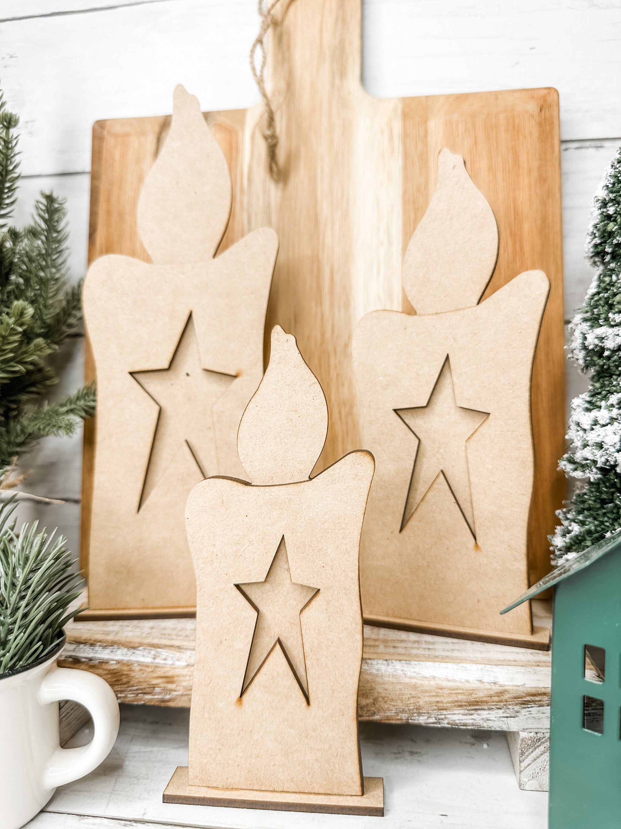 Set of Primitive Candle Sticks DIY Kit DIY with Amber