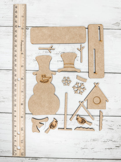 Mini Snowman with birdhouse DIY Kit