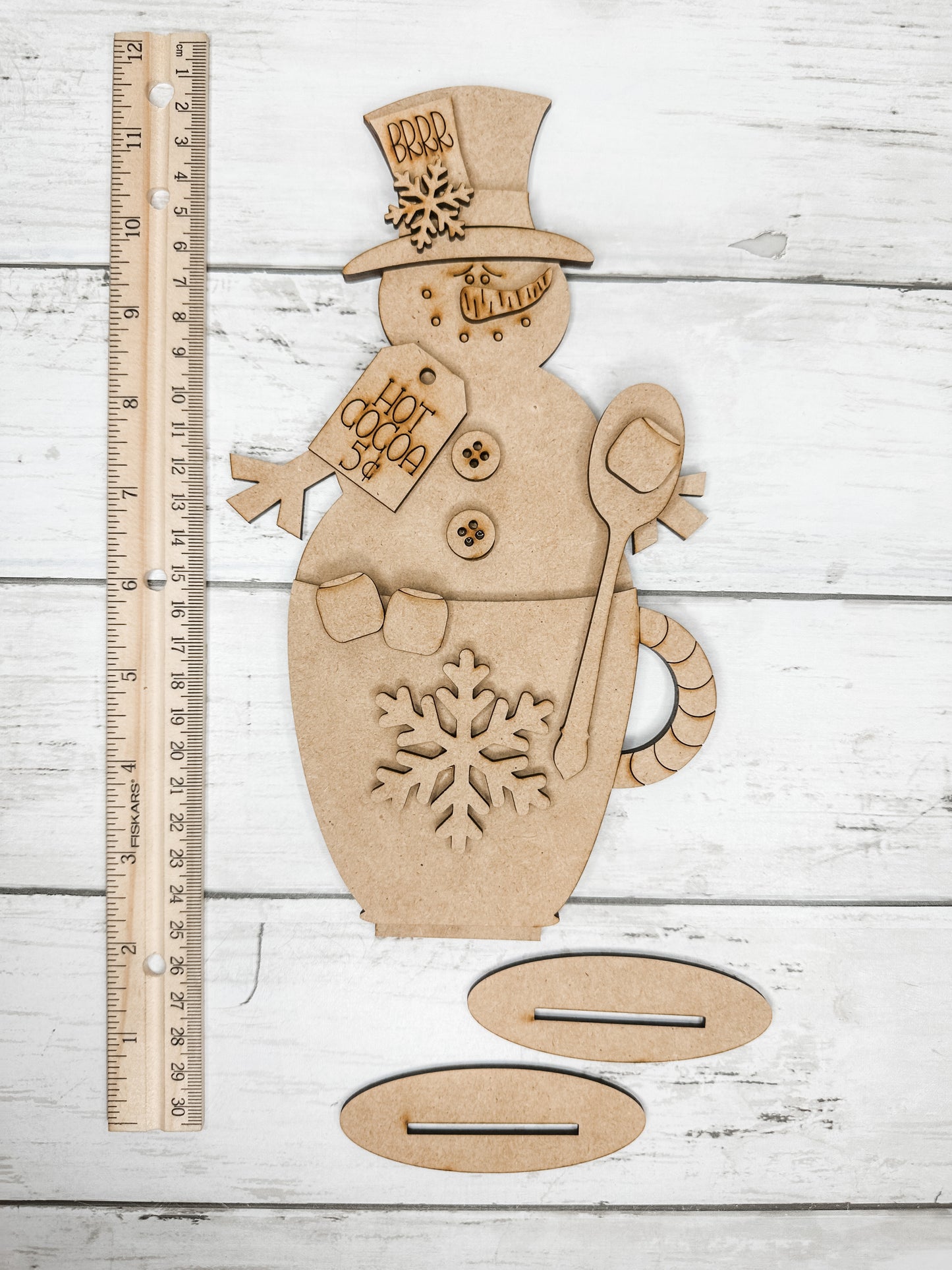 Standing Snowman in a Hot Cocoa mug Winter DIY Kit