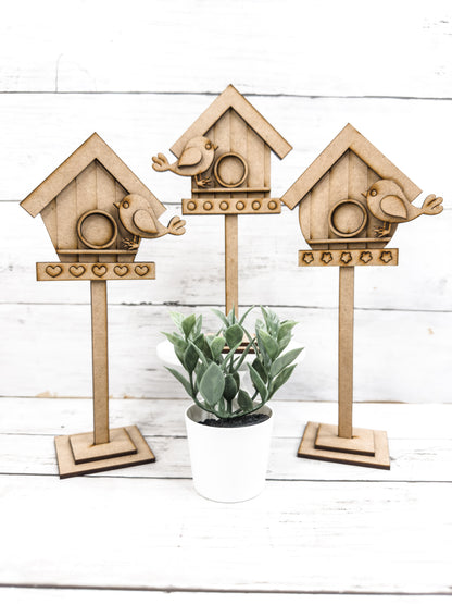 Cute Birdhouse Trio with stands DIY Kit
