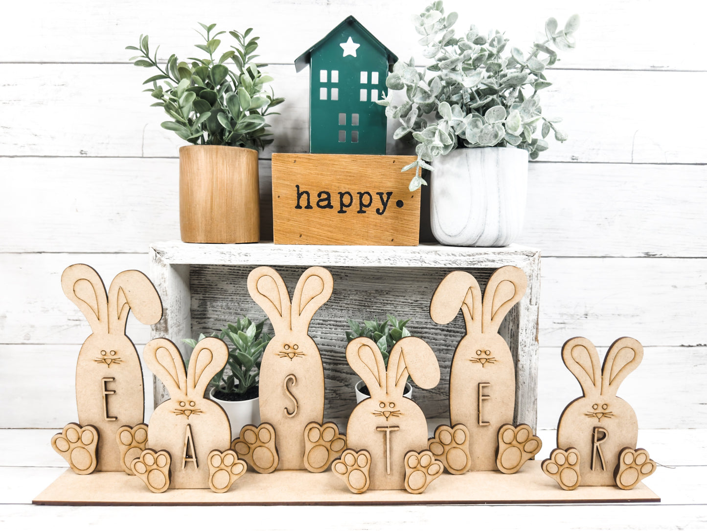Wide Easter Bunnies Shelf Sitter Sign DIY Kit