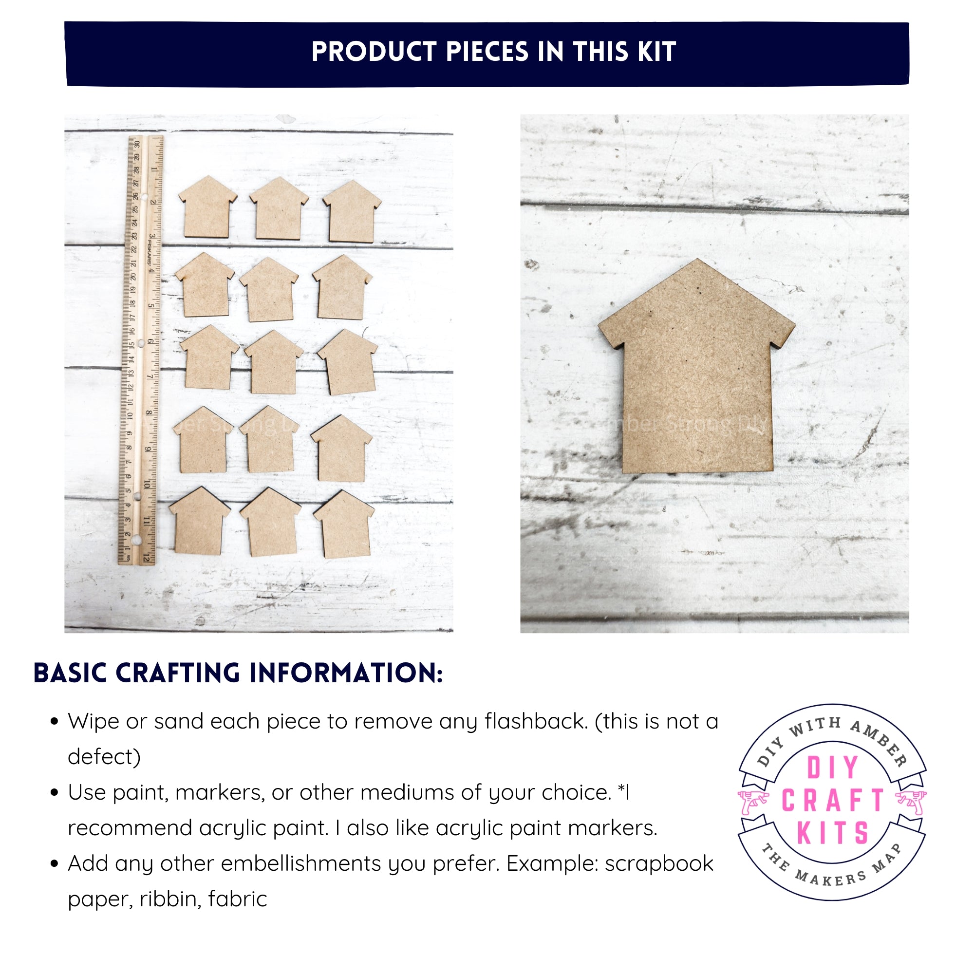 House Shape Package 15 Mini House Shape Wood Shapes – The Makers Map - DIY with Amber