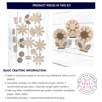 Flowers with Rattan Trio DIY Kit
